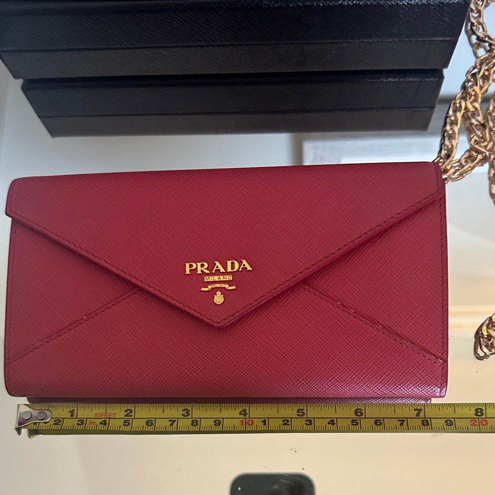 Prada 💕Magenta Envelope Wallet / Clutch with Gold Hardware - like new!! - Picture 10 of 15